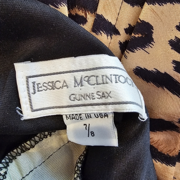 Jessica McClintock Gunne Sax Leopard Print Slip Dress Brown Cream Size 7/8 - Picture 2 of 13